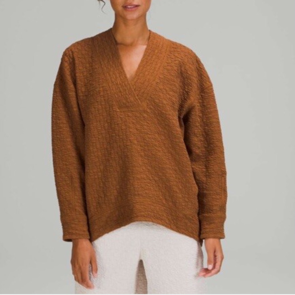 lululemon athletica Brown Ripple V-Neck Pullover
